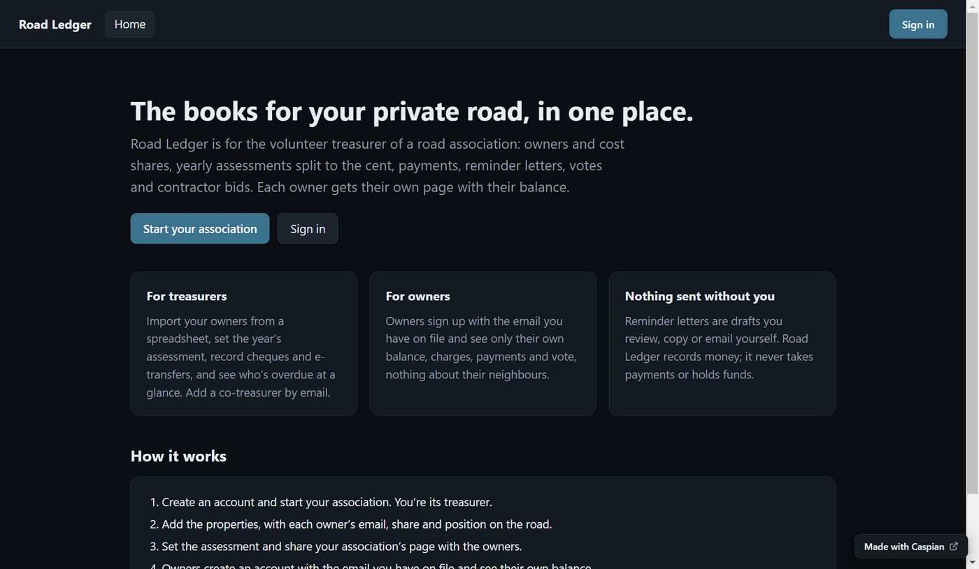 Road Ledger’s home page